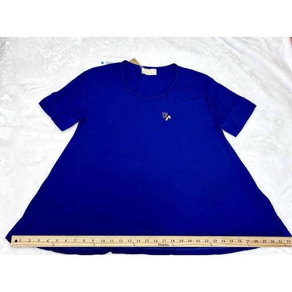 NWT VDP COLLECTION Womens Blue Loose Fit T-Shirt Top w/Crystals SZ 44/US M Italy - Picture 16 of 16